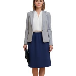 NWT Womens Navy Pencil Skirt 16 Minimalist Stretch Elastic Waist Classic 23” Hem